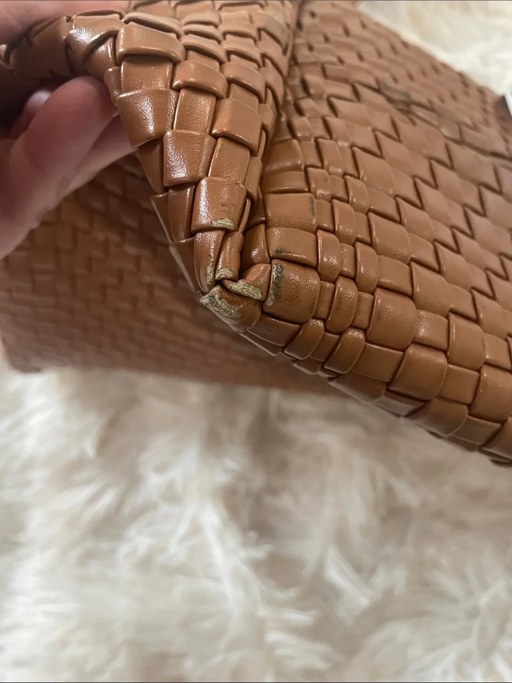 Brown Woven Tote with Detachable Shoulder Strap